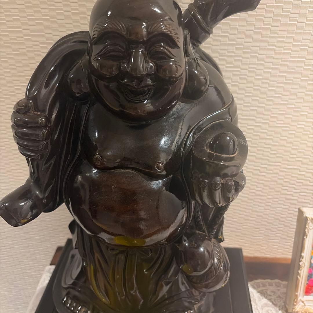 布袋さん　キャツアイ　猫目石　置物　開運　アンティーク　縁起物