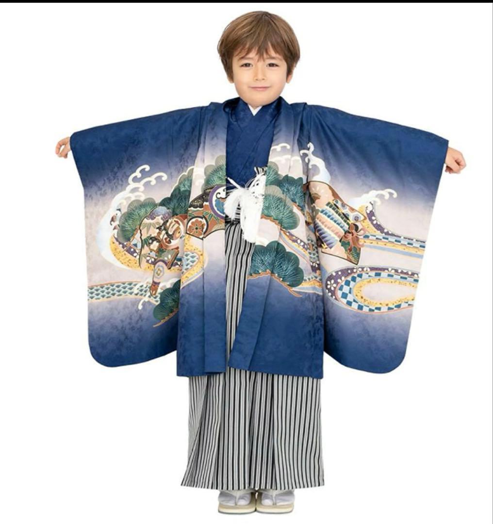 七五三　羽織袴　フルセット　男の子　5歳　京越　鷹兜　着物