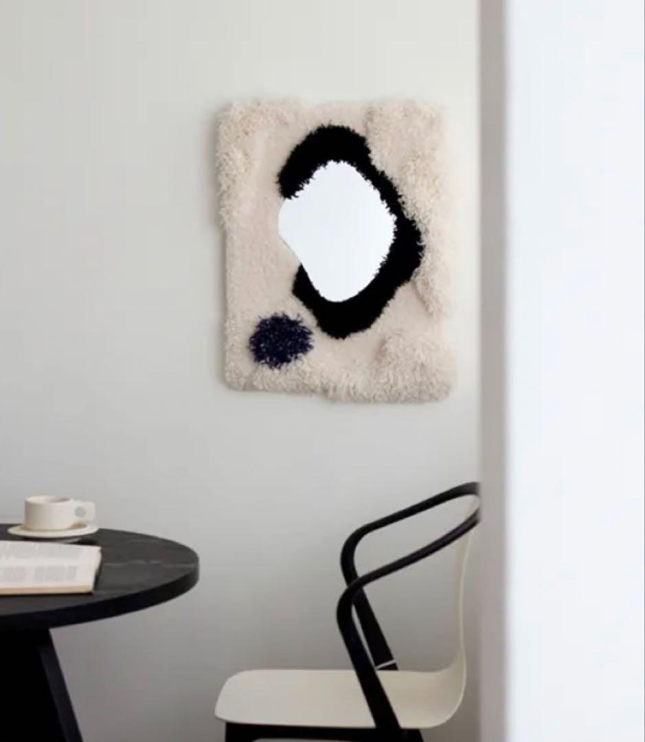 ファブリックフレーム 壁掛け鏡　タフティング