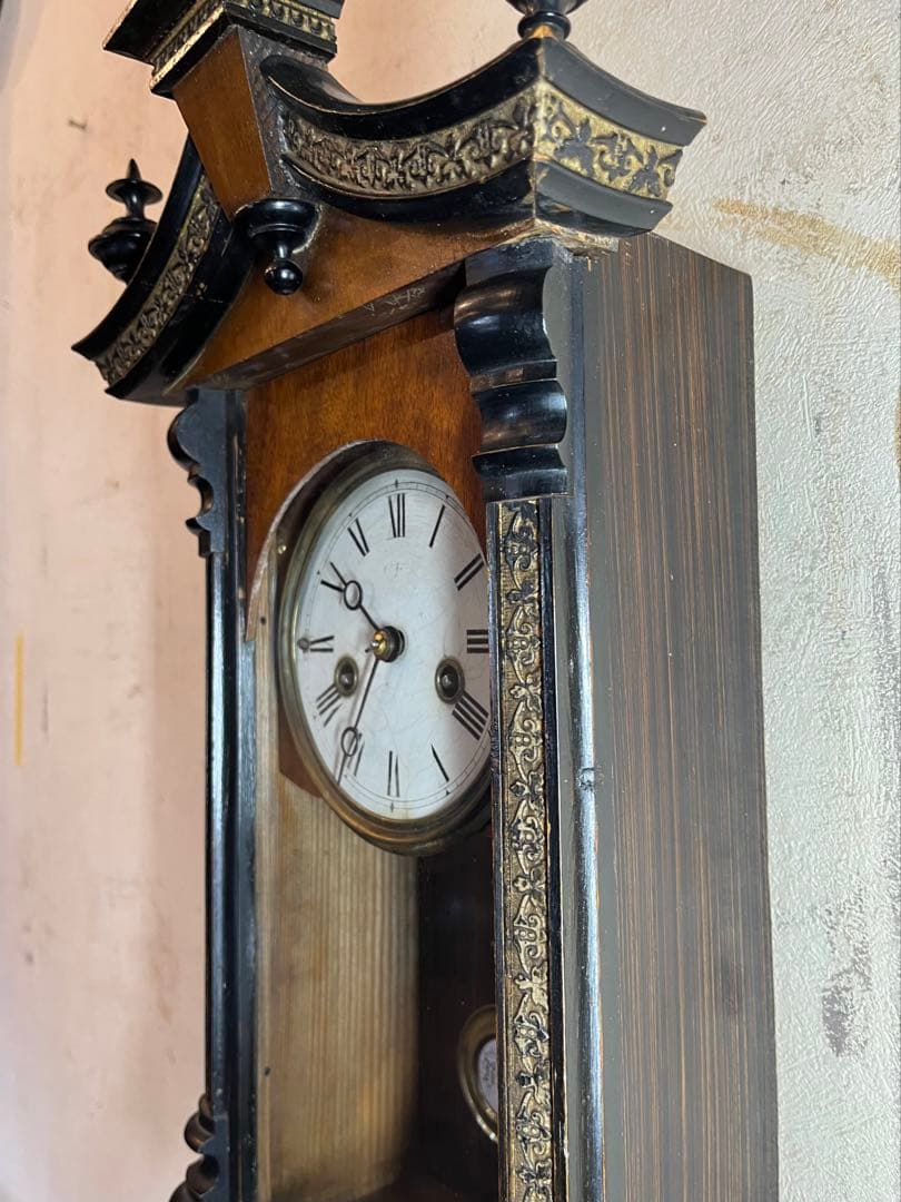 ユンハンス 五つ星ロゴ 柱時計 古時計 振り子 アンティーク ゼンマイ