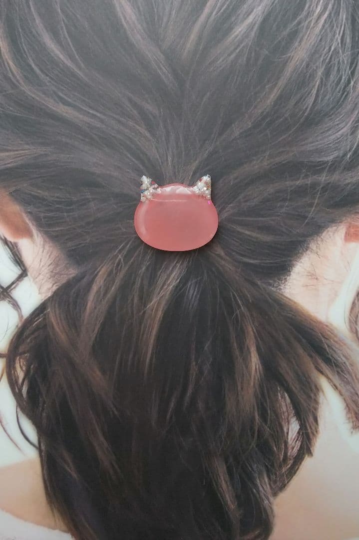 バブルデザイン ピンク猫ちゃんヘアゴム