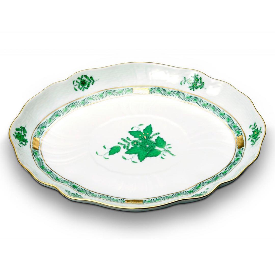 【★未使用品★】Herend ヘレンド　アポニー・グリーン ファンシーディッシュ