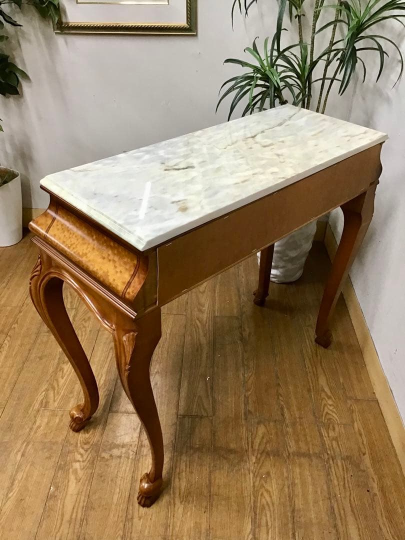 Pリン☆管27☆イタリア製☆アンティーク☆天板大理石☆コンソールテーブル