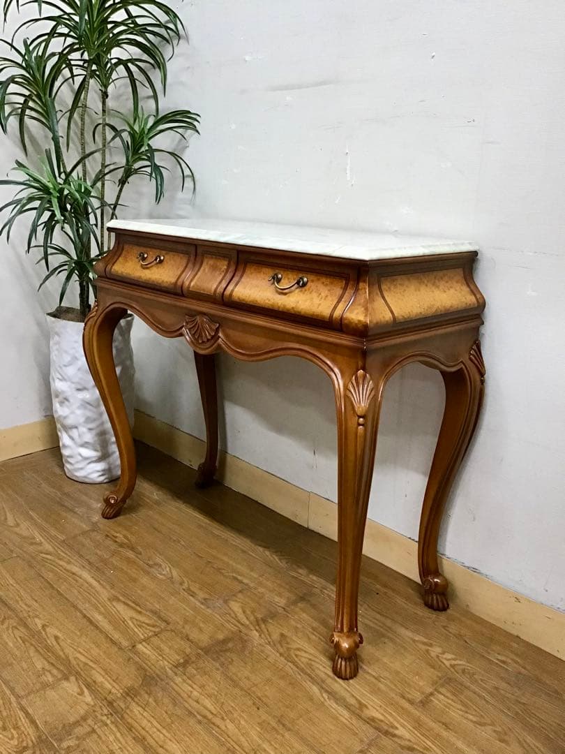 Pリン☆管27☆イタリア製☆アンティーク☆天板大理石☆コンソールテーブル