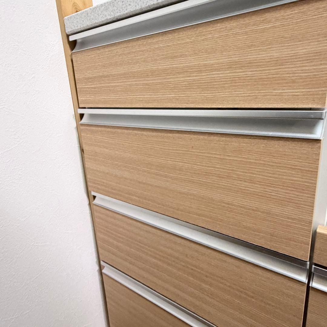 【引き取り限定】ニトリ カップボード シャロー 食器棚 木目 キッチンカウンター