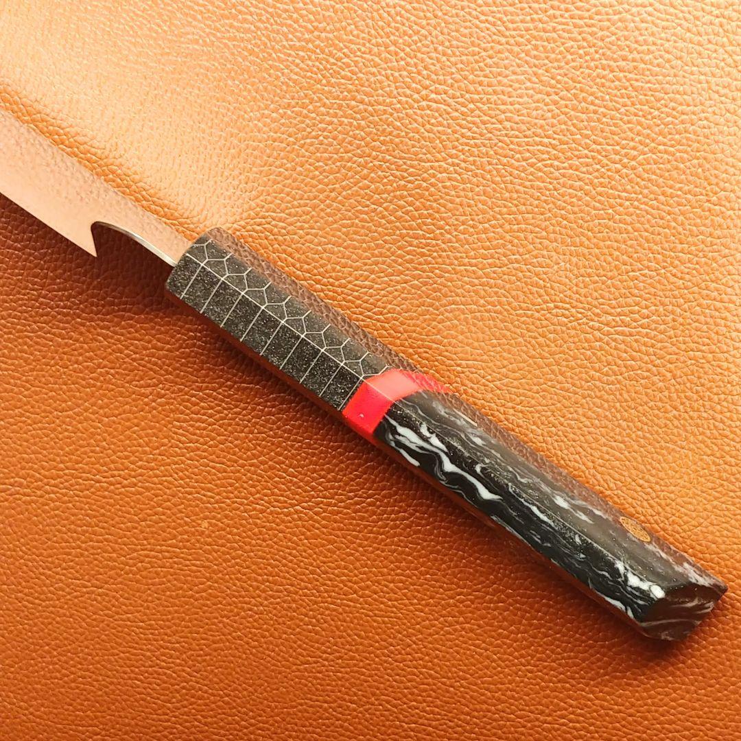 《新作》　V金10号　ダマスカス包丁　ハニカム模様　ブラック柄　剣型　牛刀　三徳