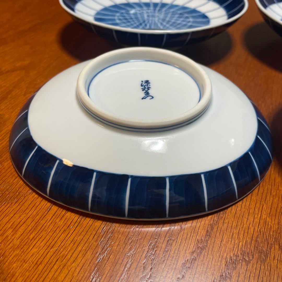 有田焼　源右衛門窯　染付傘絵　銘々皿　４枚