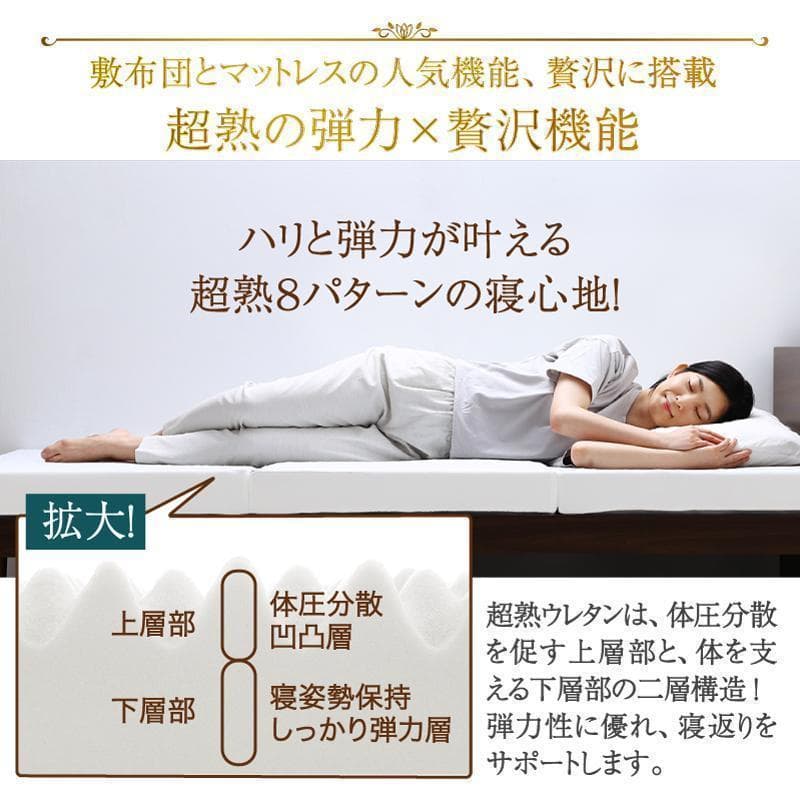 新品 送料込 三つ折りマットレスダブル 高反発 高通気 体圧分散 抗菌防臭