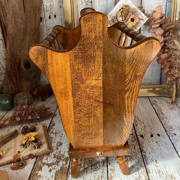 ヴィンテージ*飛騨産業 キツツキマーク*無垢材 ウッド マガジンラック*木製