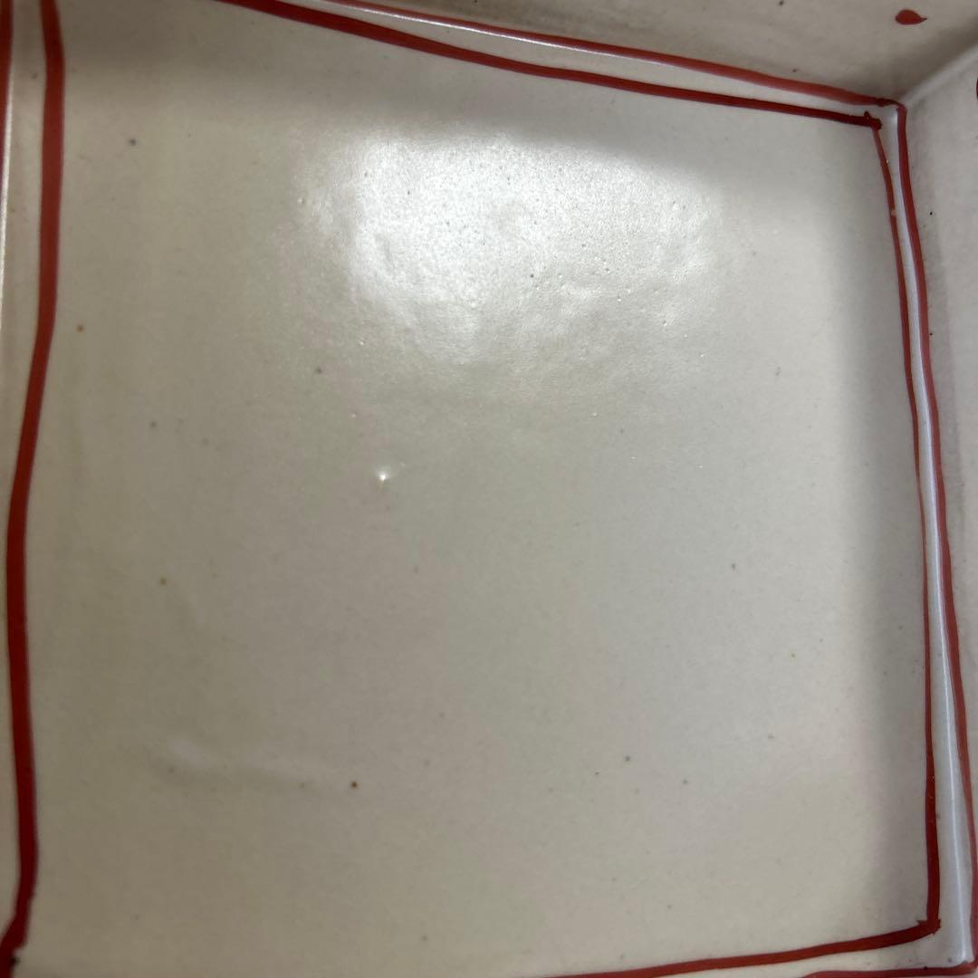 黒田陶苑　作家　陶芸作家　佐藤敏　赤絵四方皿　角皿