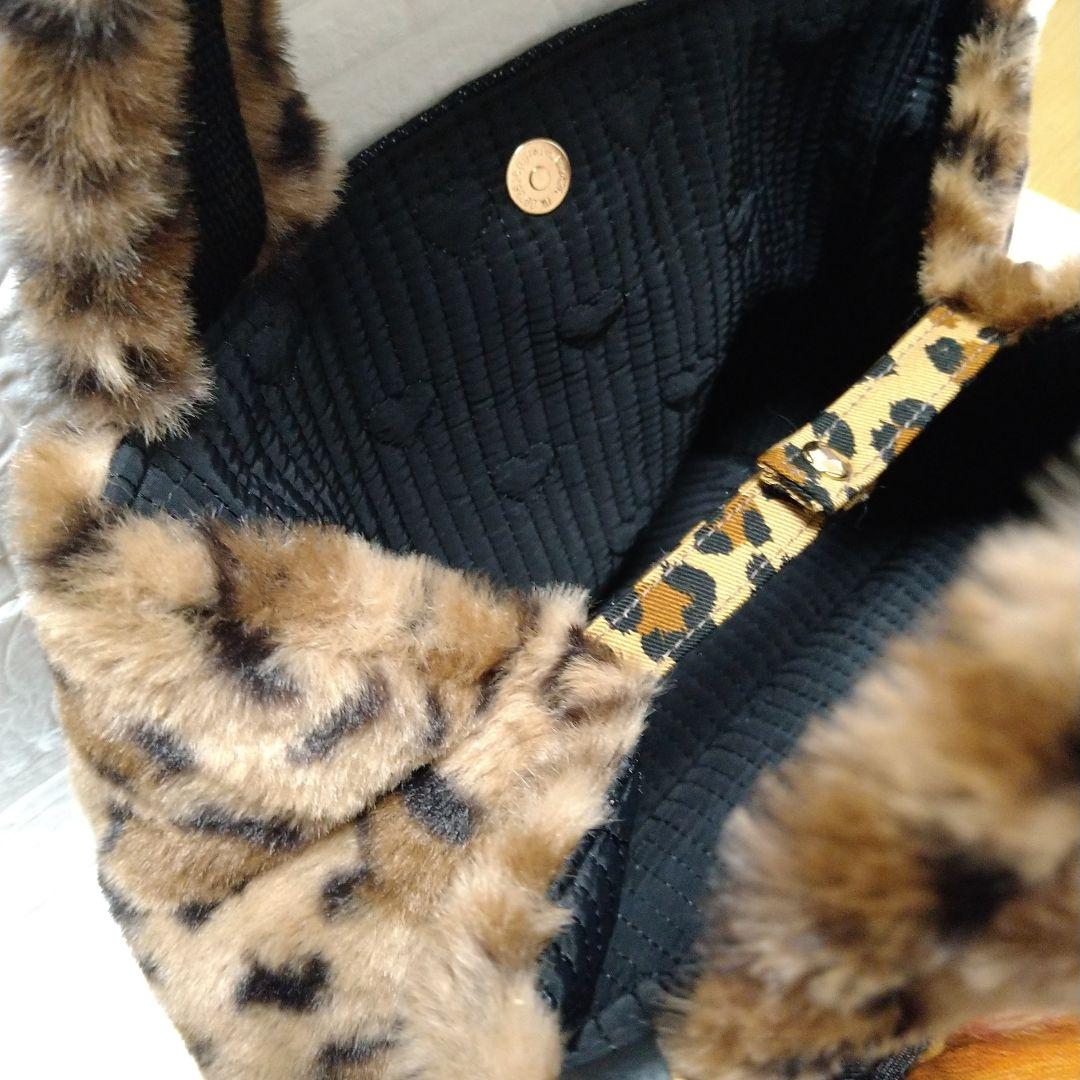 ね*】様 コヤンイサムチョン☆スクエアトートバッグ　デニム＆ヒョウ柄ボア　ふてに