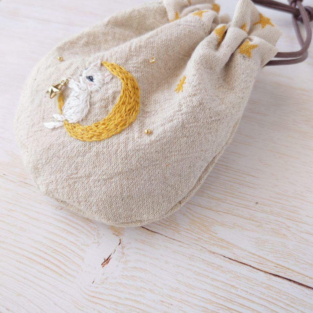 ちっちゃな巾着 サシェ M ／詰替タイプ【白猫の星に願いを…】