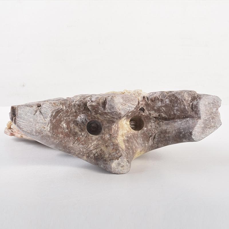 中国　玉石蝋石青田石　楼閣山水雕　床飾　置物　M　R7537