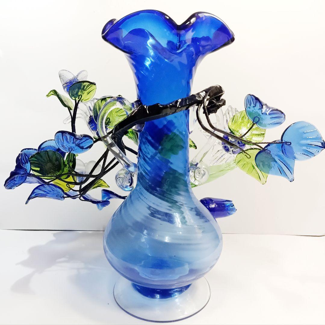美品】琉球ガラス 花瓶 ガラスオブジェ ガラス工芸30cm - メルカリ