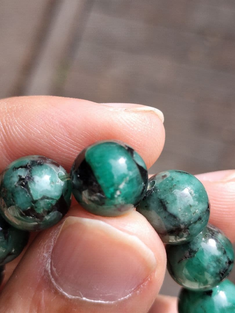 【1月末まで最終値下げ】エメラルド&フェナカイトブレスレット　11mm