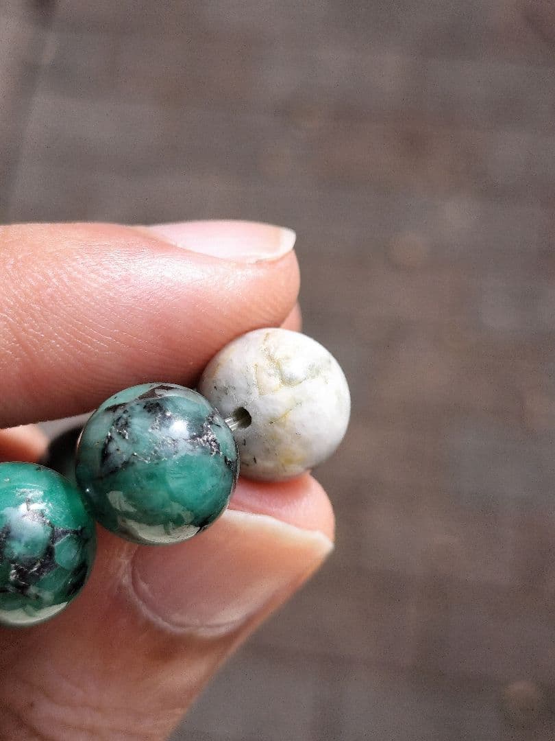 【1月末まで最終値下げ】エメラルド&フェナカイトブレスレット　11mm