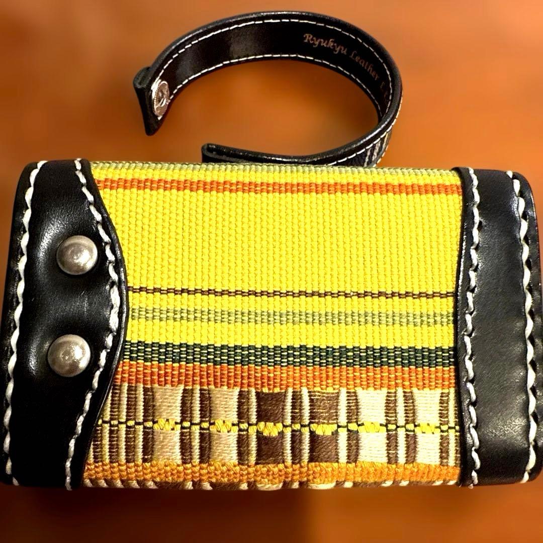 首里織】琉球レザーL.L.A キーケース＆ブレスレットセット 沖縄伝統