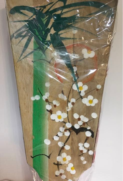 羽子板飾り　飾り台付き　16号　金欄尾山　昭和レトロ