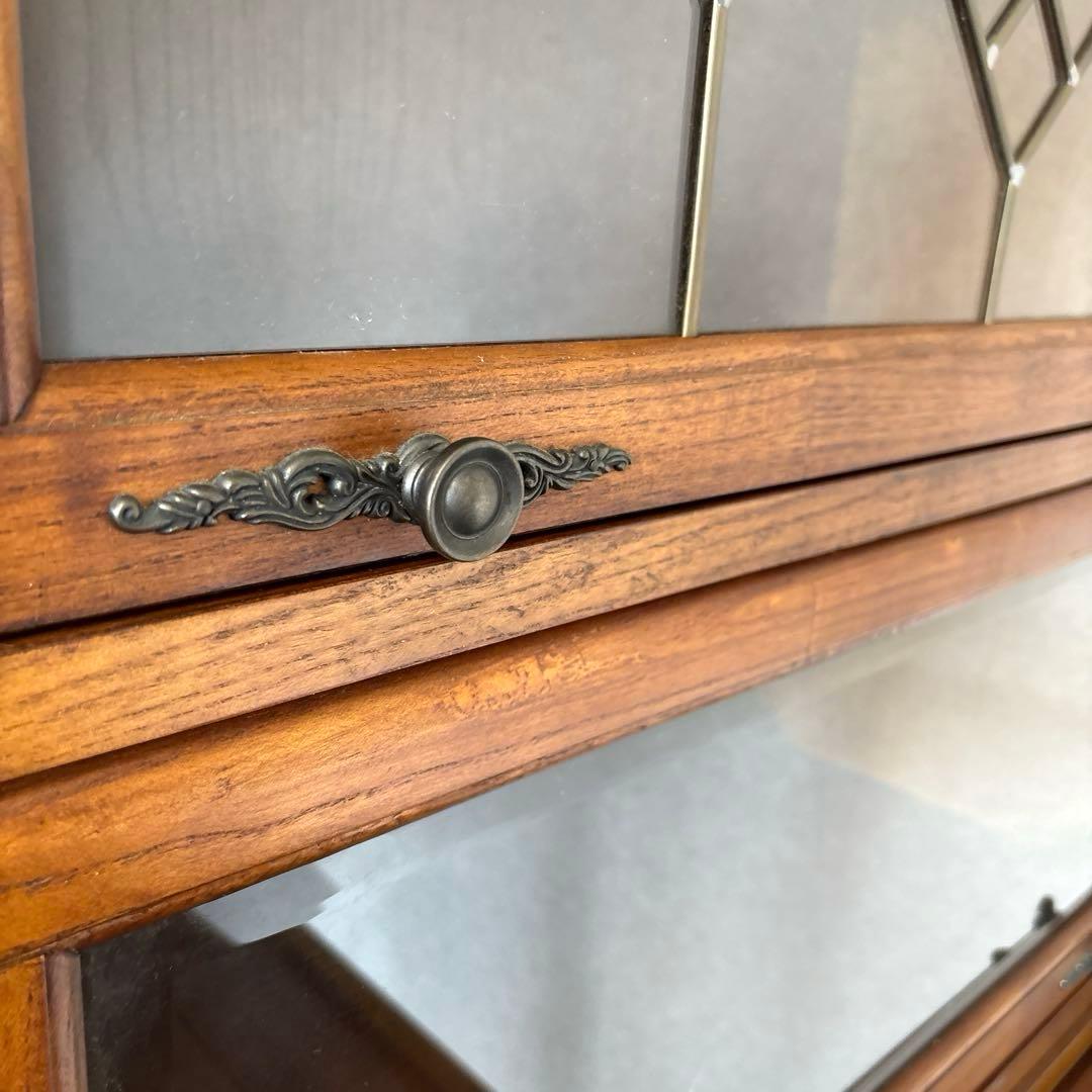 【良品】アンティーク ガラス棚 ブックケース フラップ式扉