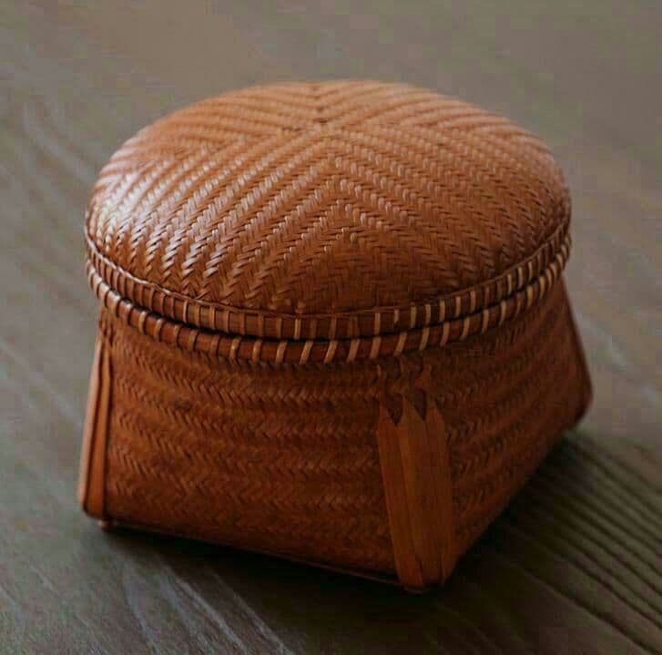 竹編細工籠 民芸職人手作り 自然竹の編み上げ 茶籠 茶道具収納 古風便攜