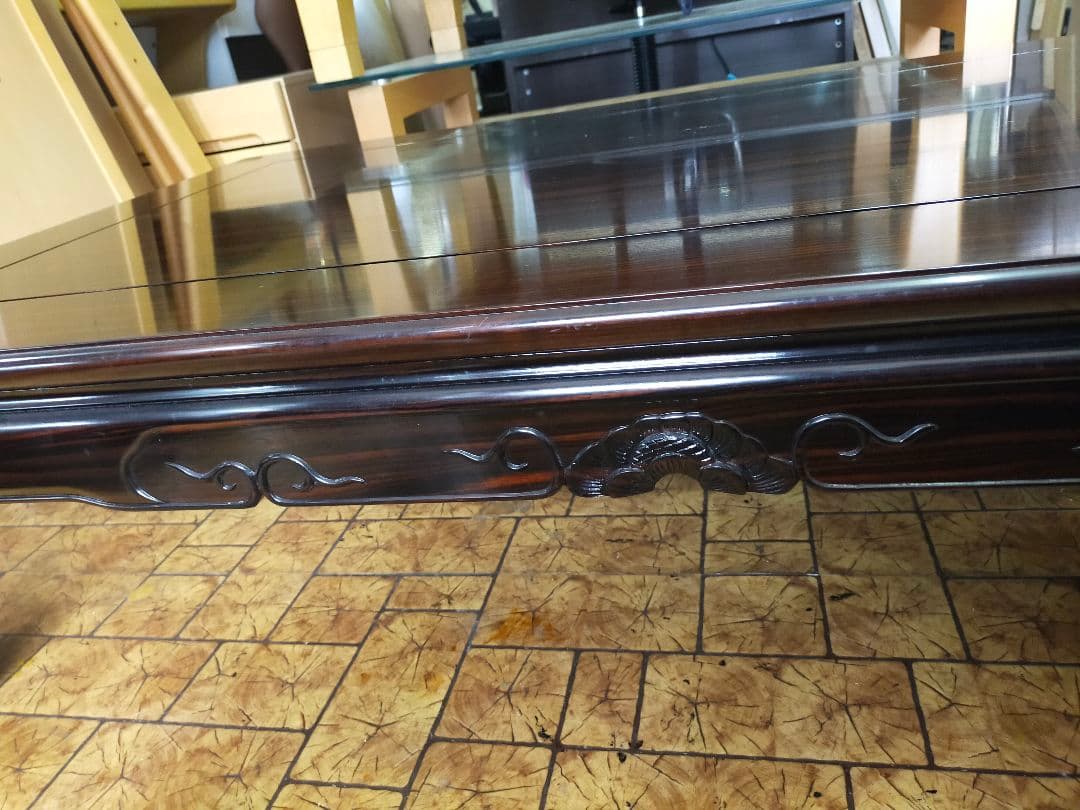 【直接引取限定】 食卓机 唐木 リビング ダイニング テーブル ロー