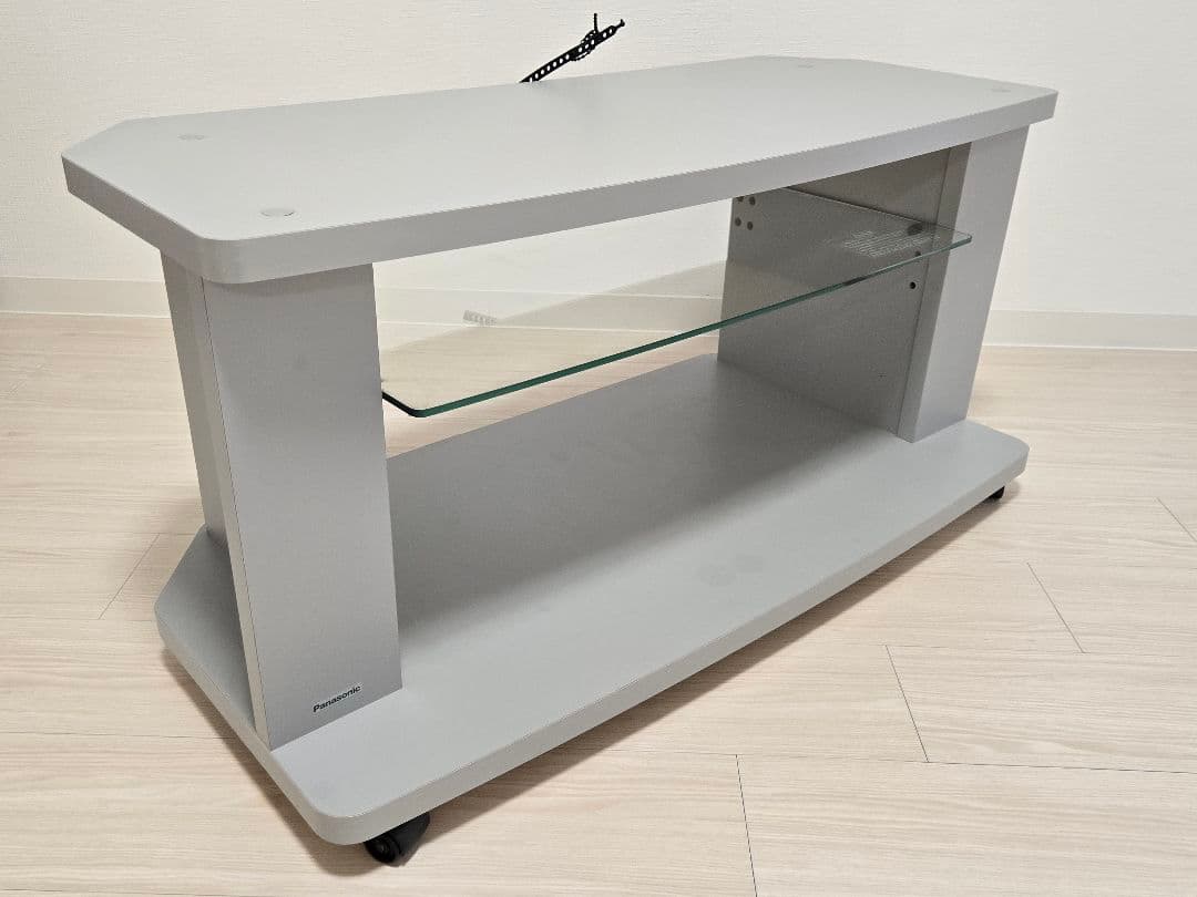 Panasonic テレビ台 グレー ガラス棚 キャスター付き