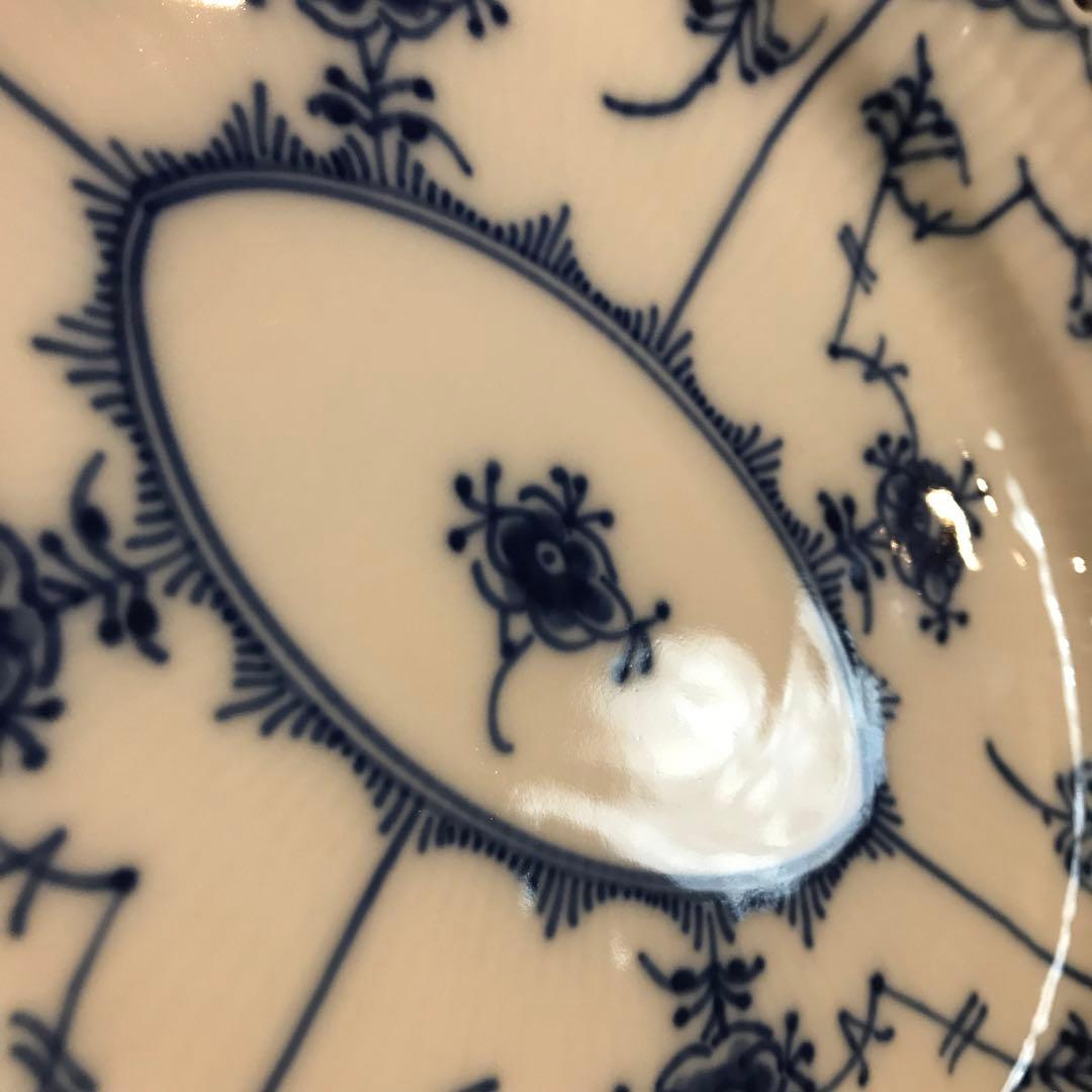 【未使用】1985年製 デンマーク製 ブルーフルーテッド フルレース 2枚セット