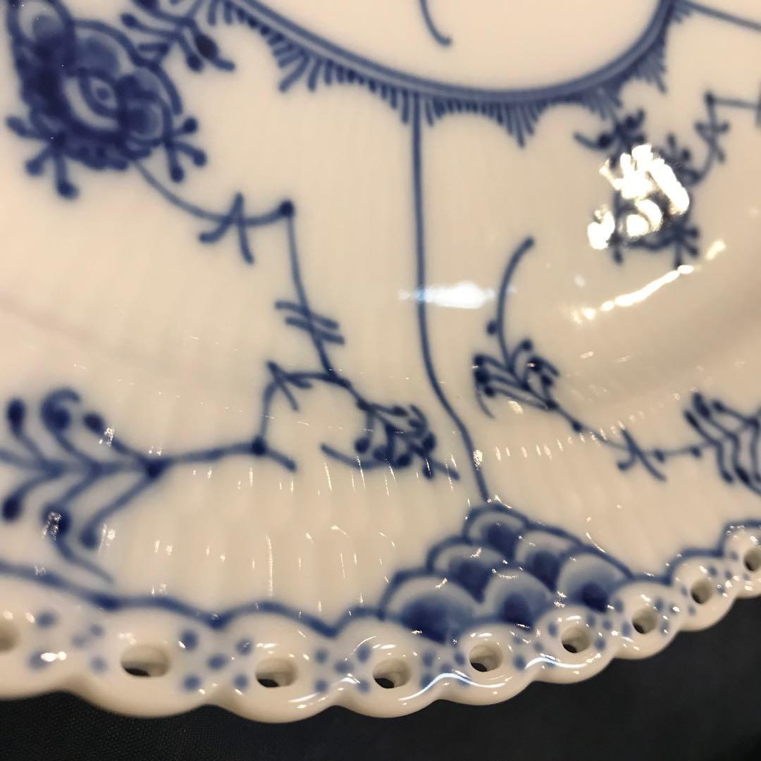 【未使用】1985年製 デンマーク製 ブルーフルーテッド フルレース 2枚セット