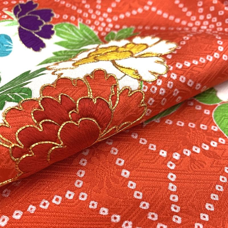 512ag50■千總 七五三 七歳 女児 着物 金駒刺繍 菊 麻の葉文■