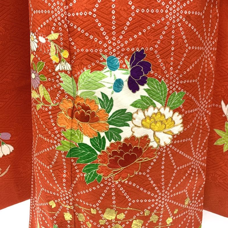 512ag50■千總 七五三 七歳 女児 着物 金駒刺繍 菊 麻の葉文■