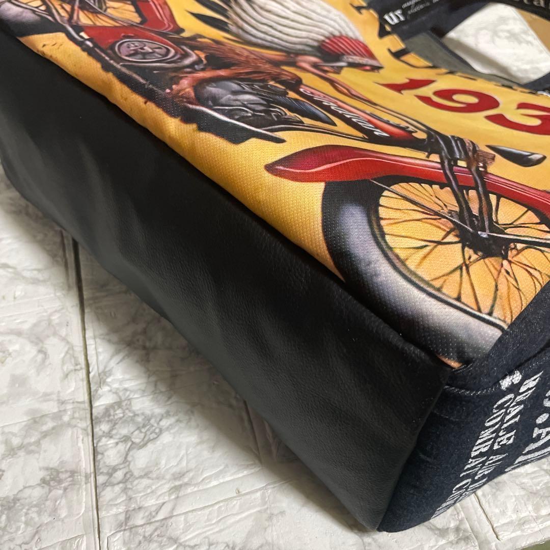 No.524 デニムリメイク　BIGサイズ　肩掛けトートバッグ　インディアン