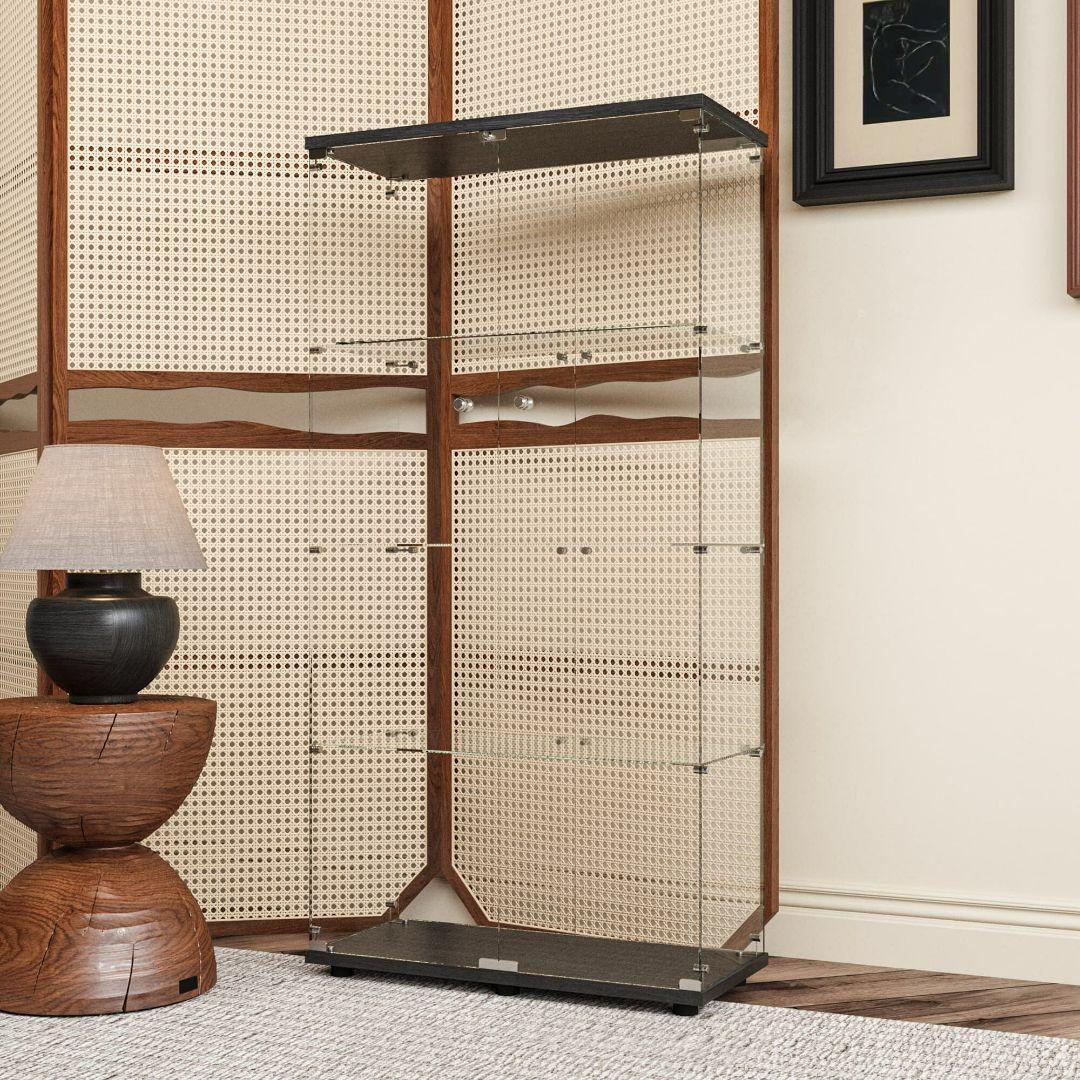 ガラスケース 4段両扉R2002コレクション フィギュア 棚 ショーケース 黒