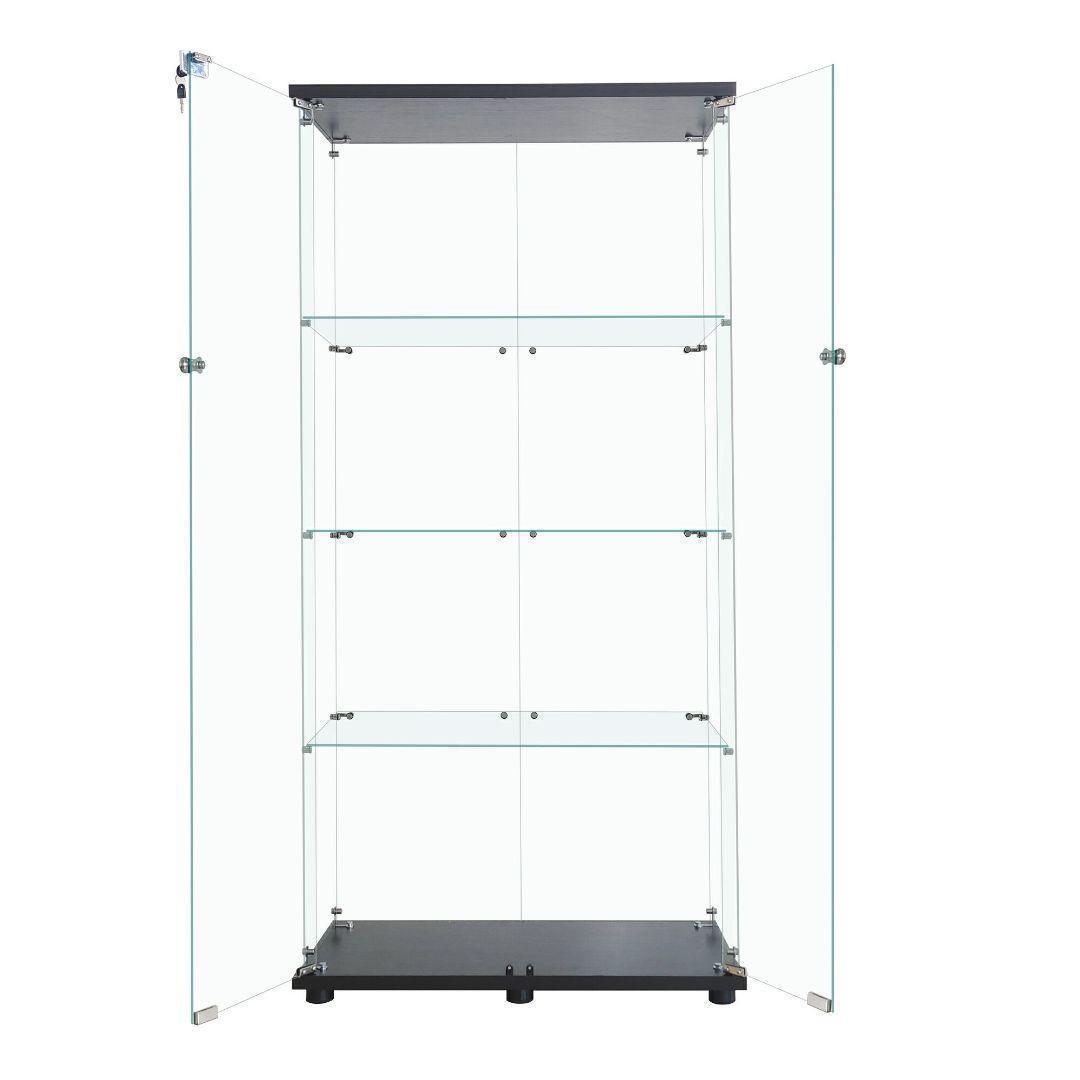 ガラスケース 4段両扉R2002コレクション フィギュア 棚 ショーケース 黒