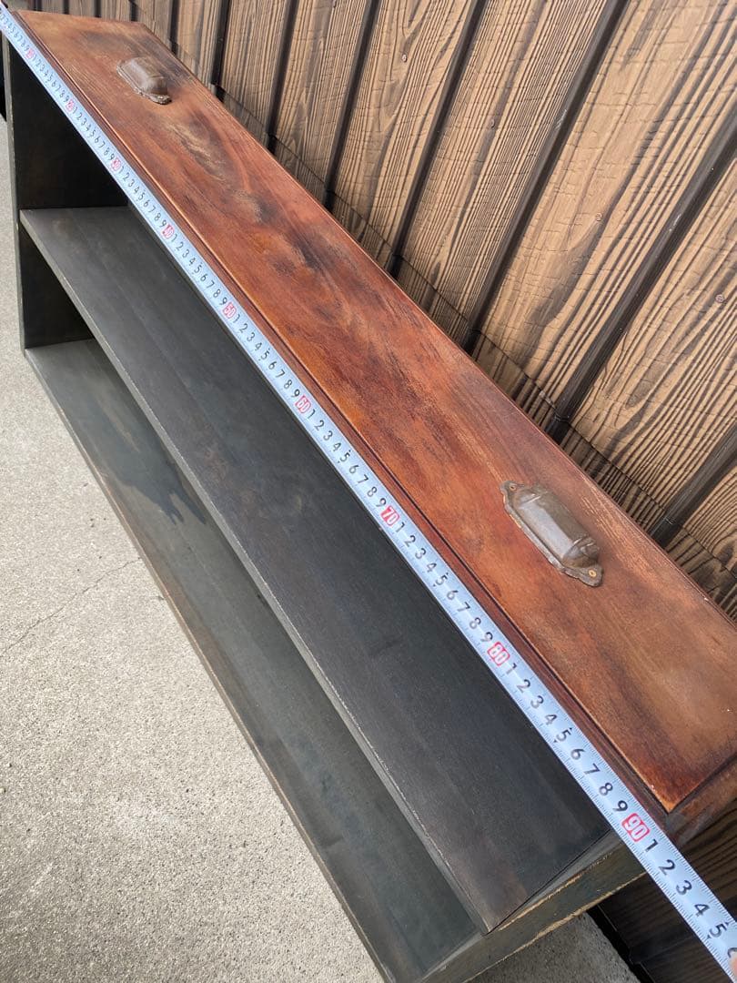 古家具　飾り棚　本棚　食器棚　カウンター キャビネット　インダストリアル　手作り