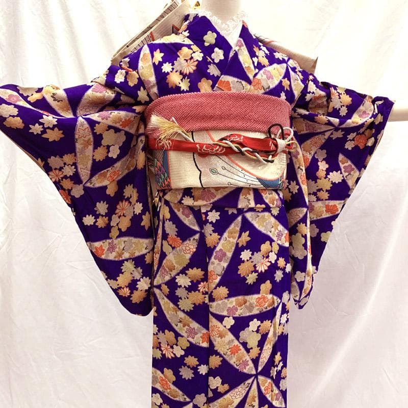 409aj73■十三参り 卒業式 アンティークジュニア着物＆袋帯■良好