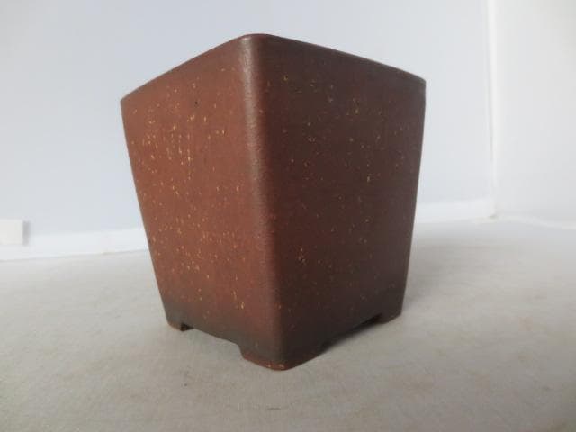 梨泥下方型　花盆　古渡　朱泥花盆　中国古鉢　高さ9.5㎝　　R7/12/18-2