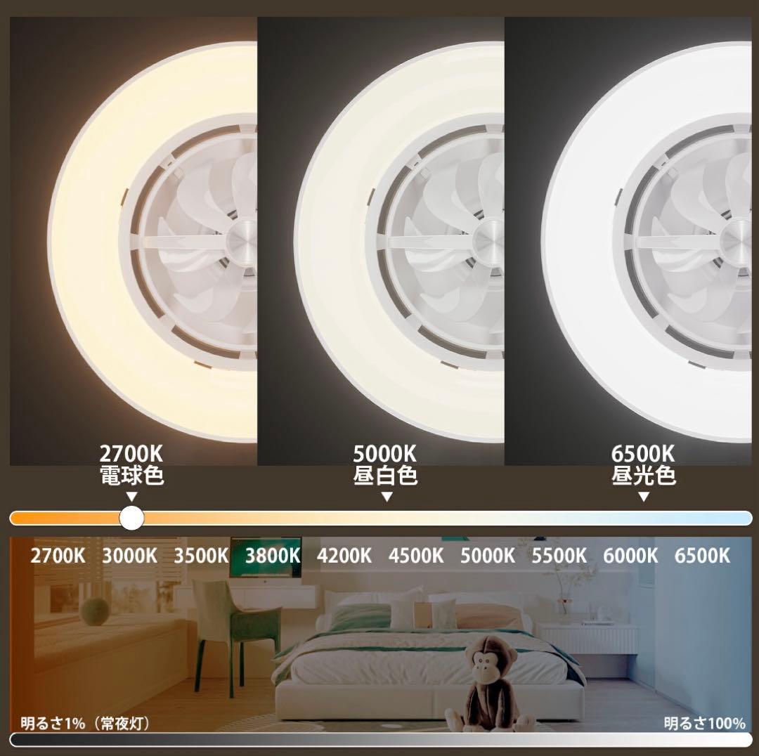 ORALUCE シーリングファンライト 首振り 12畳 4500lm