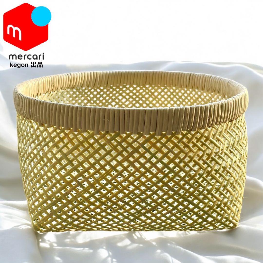 新着新品】鳥越竹細工 すず竹 灰通し（透かし編み 丸かご）特大 極上品