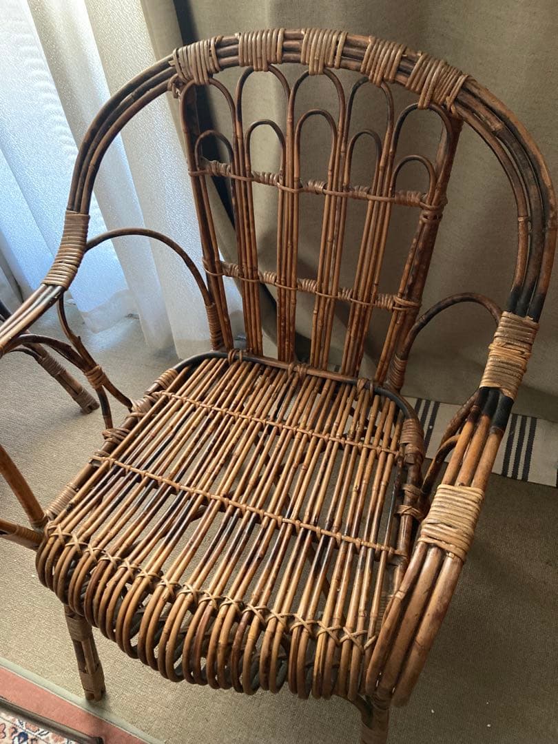 ヴィンテージ ラタン アームチェア2/2個目