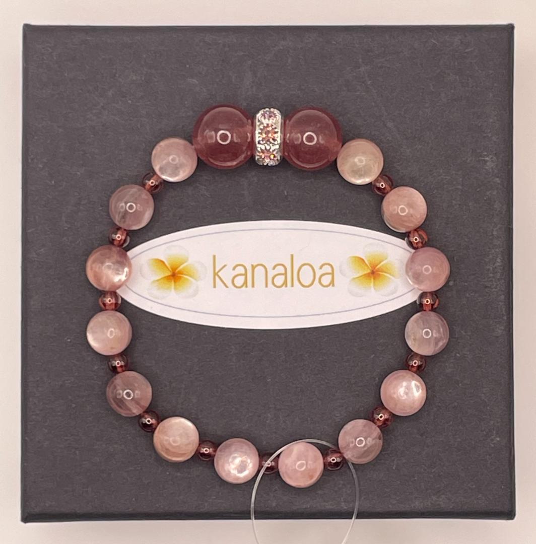 【ストロベリークォーツ/ピンクマイカ/ガーネット】内径約15.5cm 浄化済み