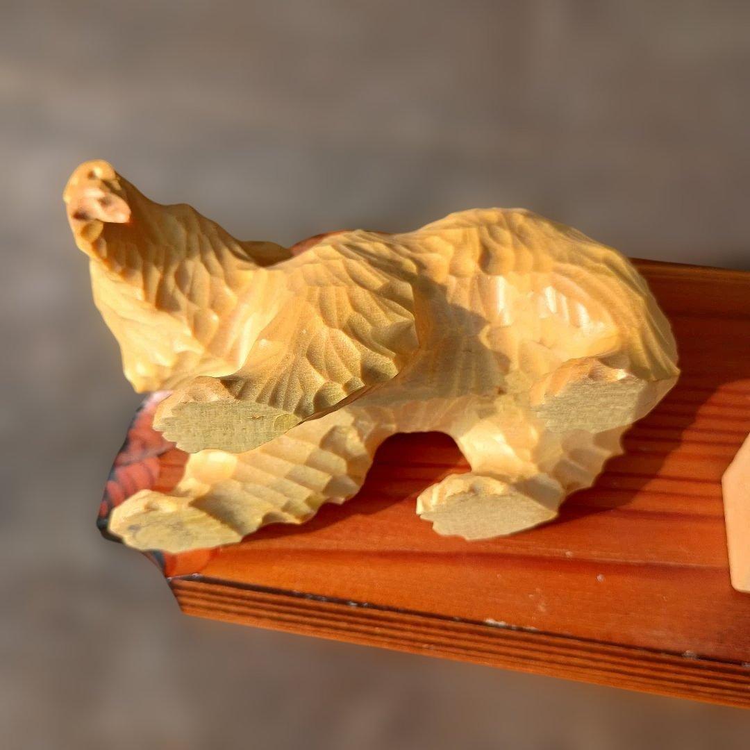 北海道 木彫熊 堀井民芸 白熊親子 vintage 木彫り 熊 民藝 民芸