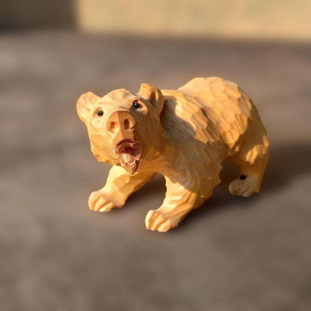 北海道 木彫熊 堀井民芸 白熊親子 vintage 木彫り 熊 民藝 民芸