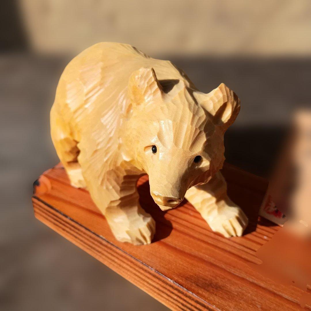 北海道 木彫熊 堀井民芸 白熊親子 vintage 木彫り 熊 民藝 民芸