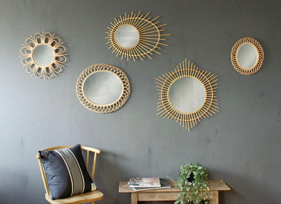 鏡 rotta rattan mirror etoile L