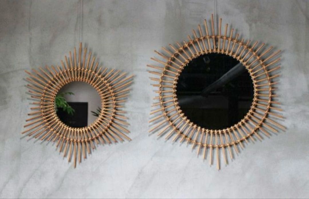 鏡 rotta rattan mirror etoile L