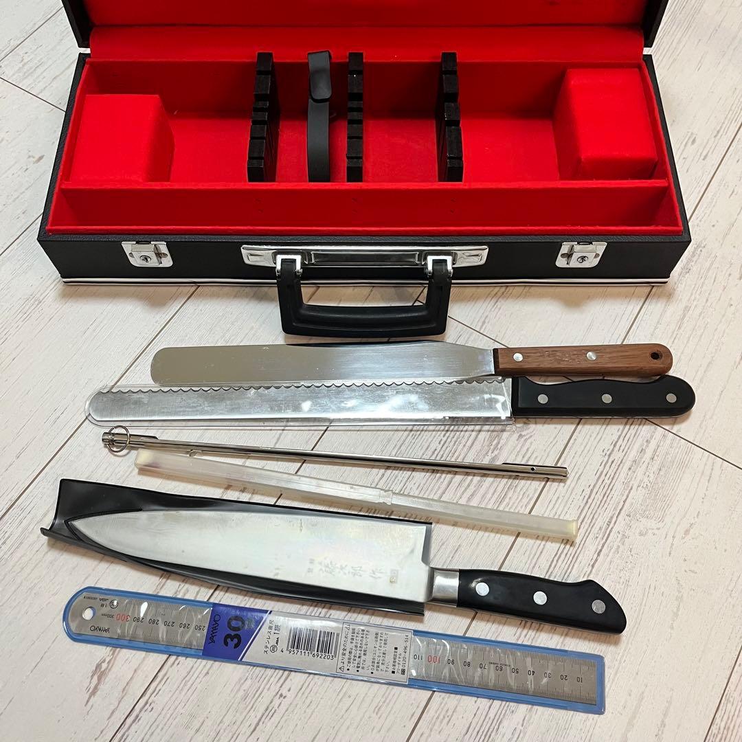 包丁ケース　藤次郎　包丁セット　牛刀　波刃　温度計　ナッペ　パレット　定規付き