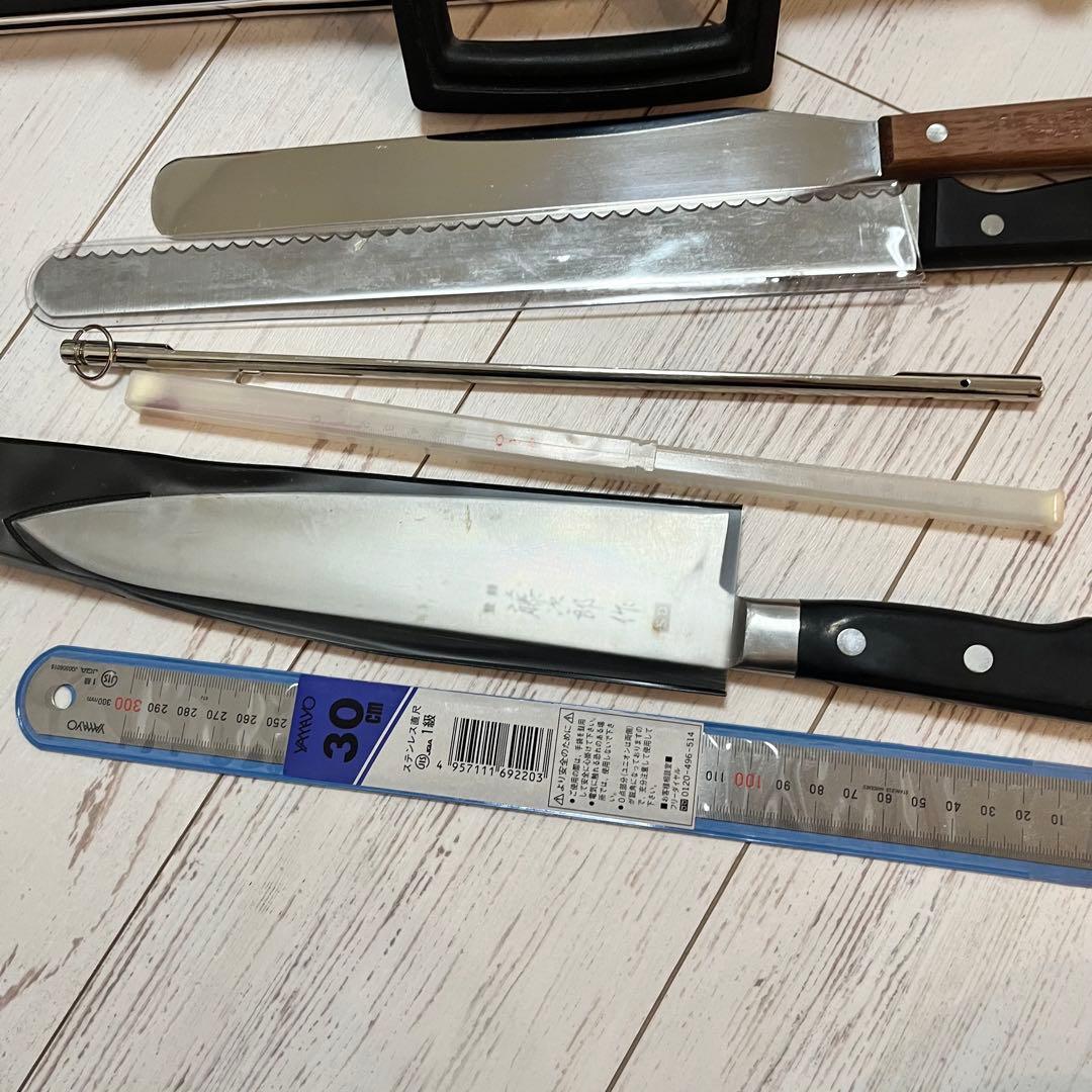 包丁ケース　藤次郎　包丁セット　牛刀　波刃　温度計　ナッペ　パレット　定規付き