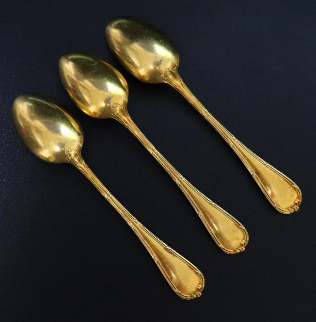 クリストフル 最上級 24金プレート 希少 リュバン リボン モカスプーン 3本