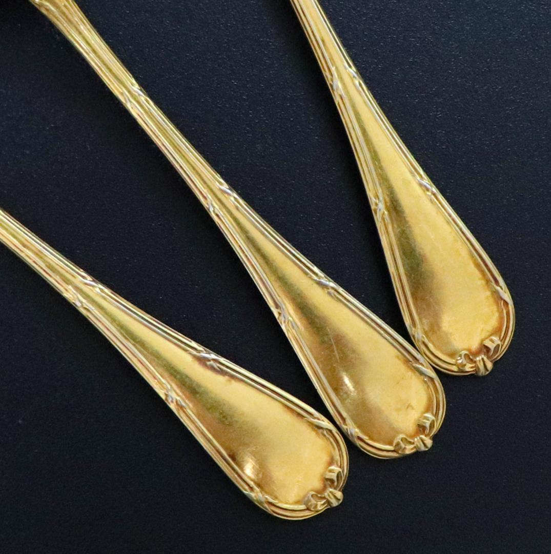 クリストフル 最上級 24金プレート 希少 リュバン リボン モカスプーン 3本