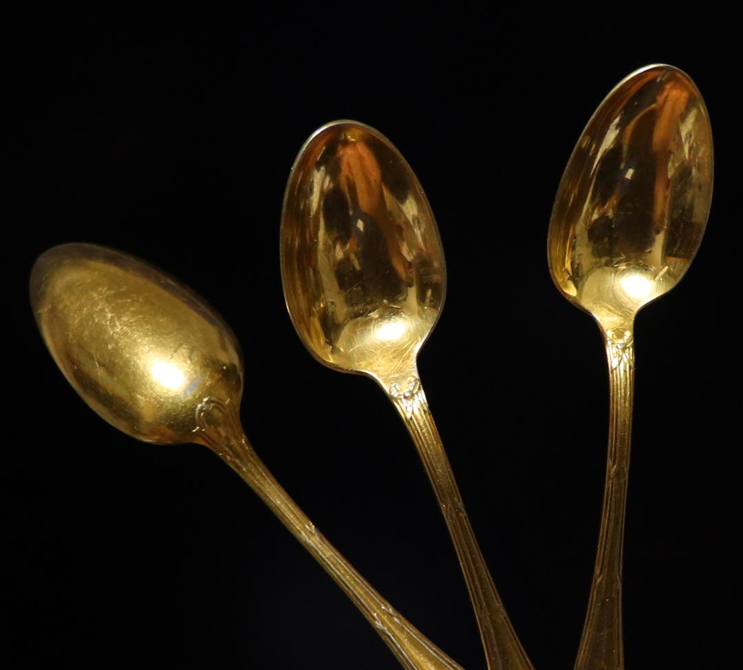 クリストフル 最上級 24金プレート 希少 リュバン リボン モカスプーン 3本